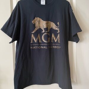 MGM National Harbor Men's Black Tee with Gold Logo
